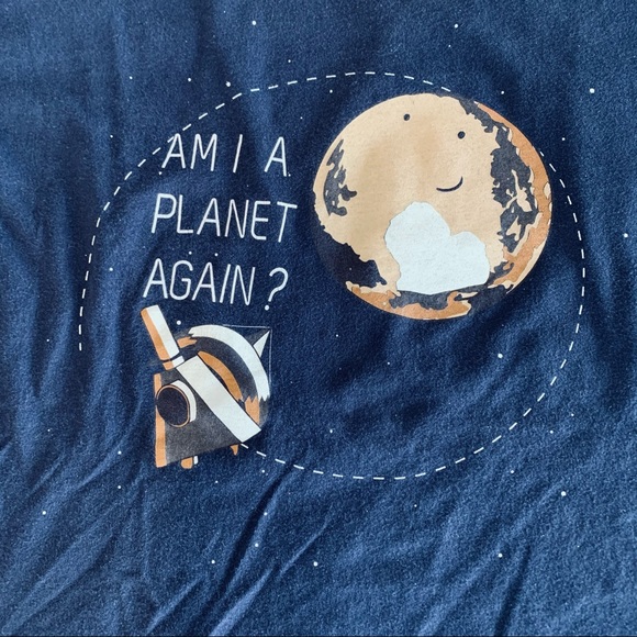 Men’s Planetary Graphic T-shirt, Pluto, Navy Blue, size XL - Picture 1 of 4